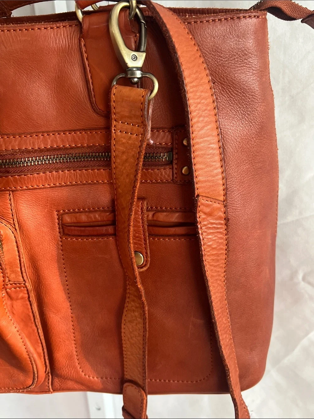 Marta Ponti Classic Brown Genuine Leather Tote Computer Bag Electronic Bag